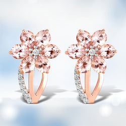 1.66 Carat Genuine Morganite and White Topaz .925 Sterling Silver Earrings