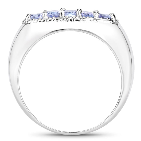 0.85 Carat Genuine Tanzanite .925 Sterling Silver Ring