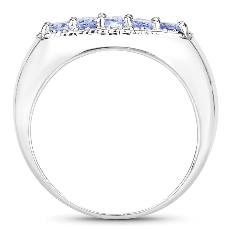 0.85 Carat Genuine Tanzanite .925 Sterling Silver Ring