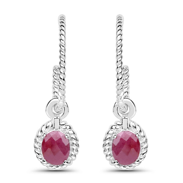 0.82 Carat Genuine Ruby .925 Sterling Silver Earrings