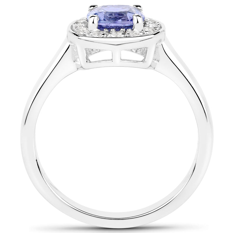 1.51 Carat Genuine Tanzanite and White Topaz .925 Sterling Silver ring