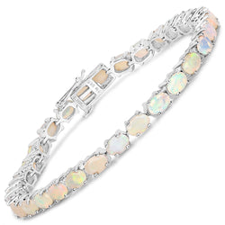 7.20 Carat Genuine Ethiopian Opal .925 Sterling Silver Bracelet