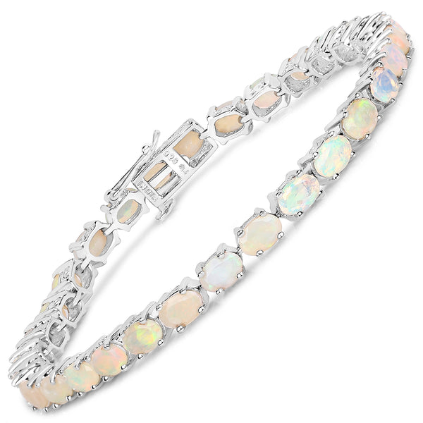 7.20 Carat Genuine Ethiopian Opal .925 Sterling Silver Bracelet