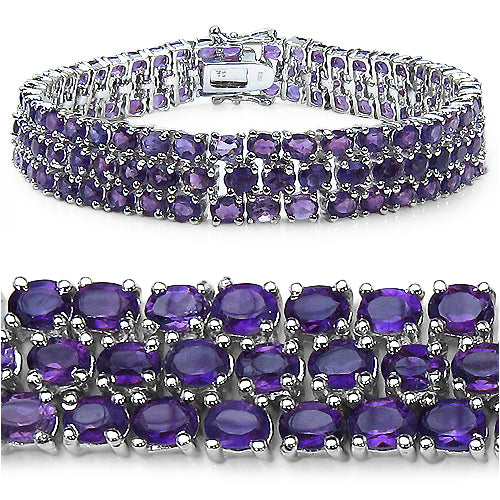 26.20 Carat Genuine Amethyst .925 Sterling Silver Bracelet