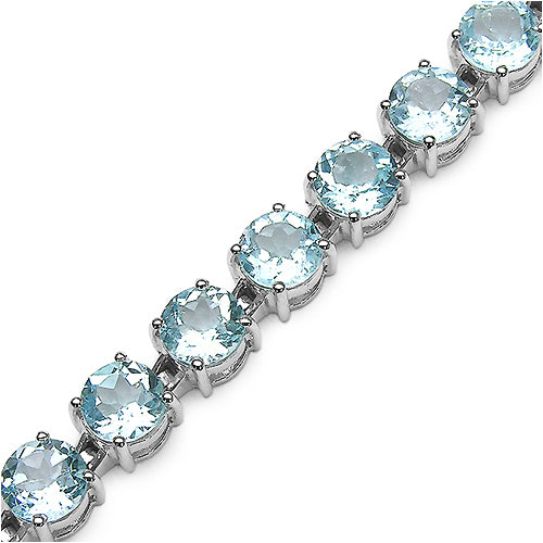 33.60 Carat Genuine Blue Topaz .925 Sterling Silver Bracelet