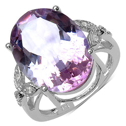 10.50 Carat Genuine Amethyst & White Topaz .925 Sterling Silver Ring