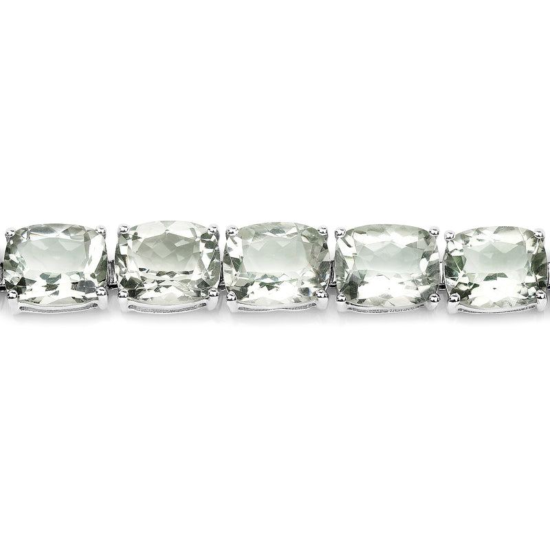 69.00 Carat Genuine Green Amethyst .925 Sterling Silver Bracelet