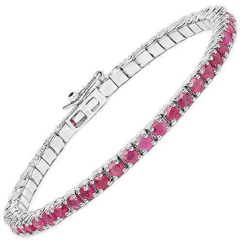 6.37 Carat Genuine Ruby .925 Sterling Silver Bracelet