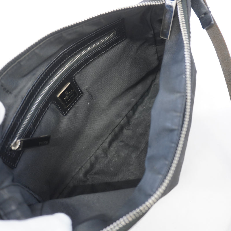 Auth Fendi Zucca Handbag Womens Nylon Canvas HandbagShoulder Bag Black