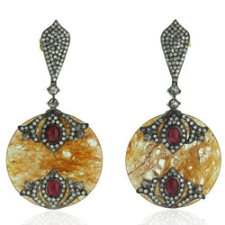 18k Gold Gemstone Diamond 925 Sterling Silver Dangle Earrings Jewelry