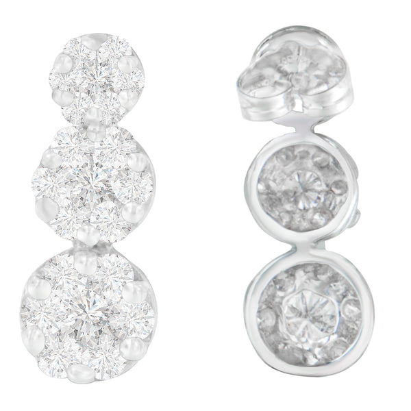 14K White Gold 2ct. TDW Round-cut Diamond Earrings (H-II1-I2)