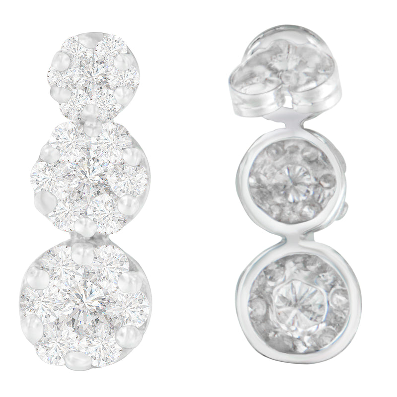 14K White Gold 2ct. TDW Round-cut Diamond Earrings (H-II1-I2)