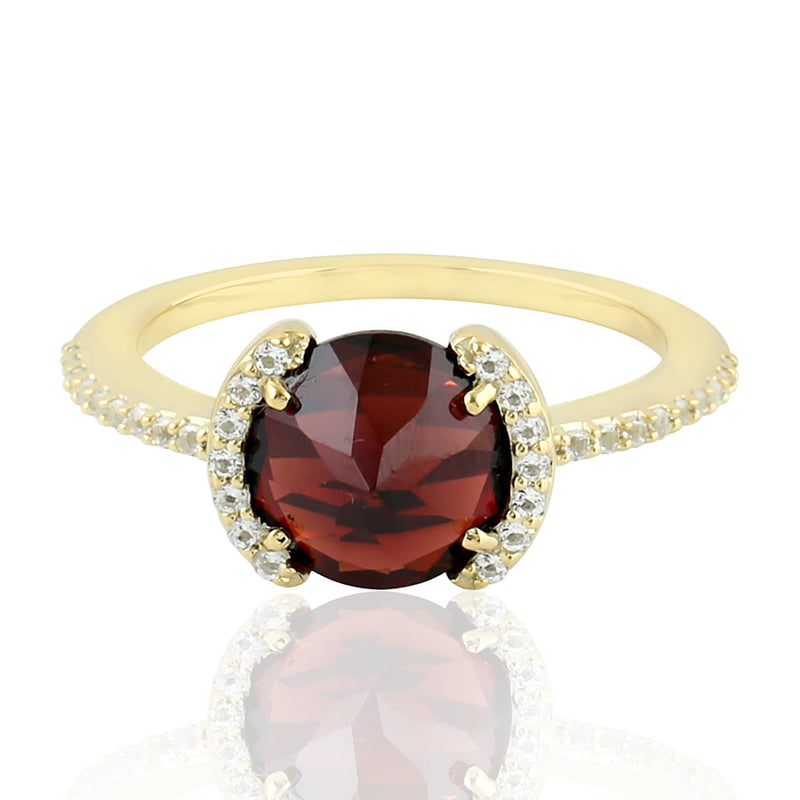 2.67 Natural Garnet Cocktail Ring 925 Sterling Silver Topaz Jewelry