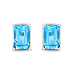 1.40 Carat Genuine Swiss Blue Topaz .925 Sterling Silver Earrings