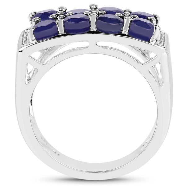 2.87 Carat Glass Filled Sapphire and White Topaz .925 Sterling Silver Ring