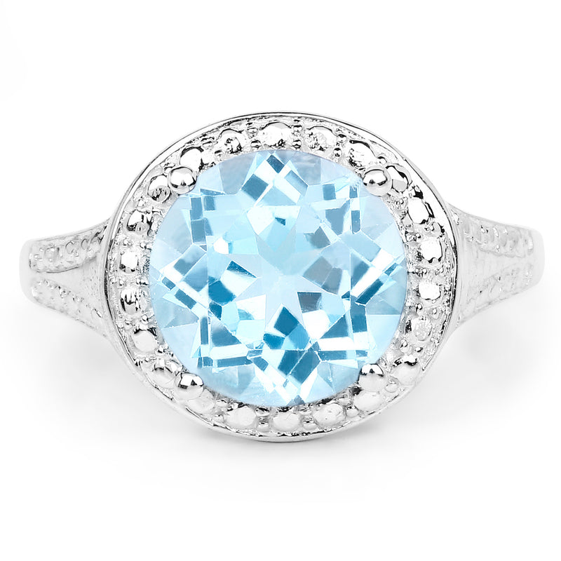 4.00 Carat Genuine Blue Topaz .925 Sterling Silver Ring