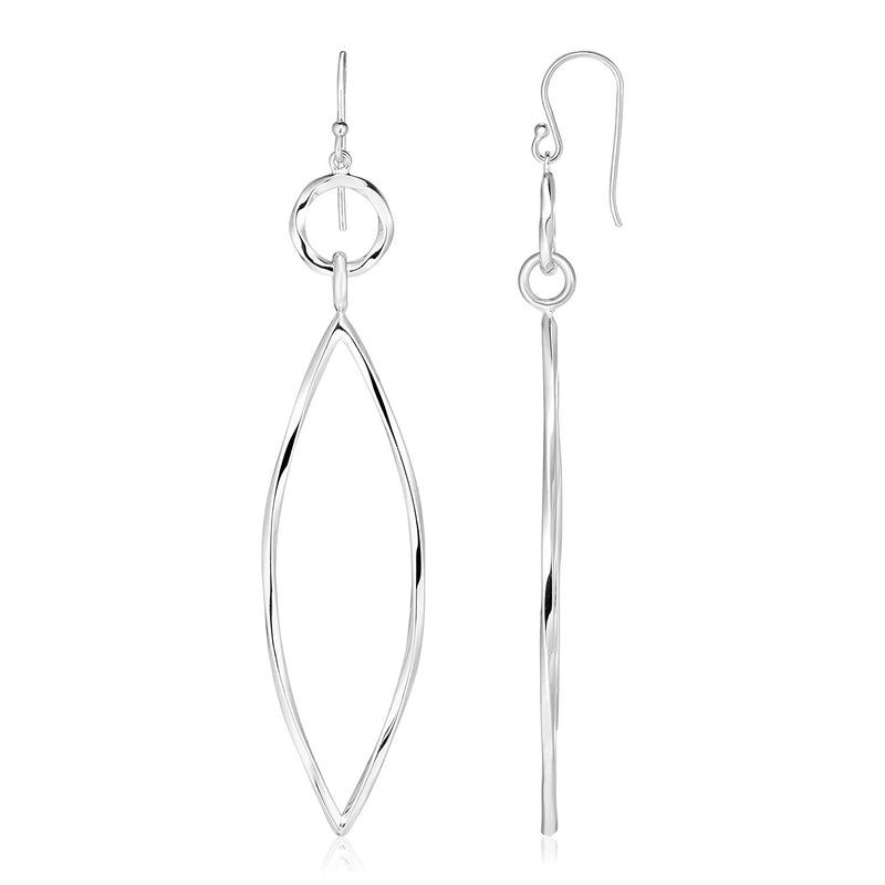 Sterling Silver Polished Marquise Motif Dangle Earrings