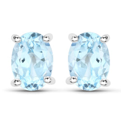 1.90 Carat Genuine Blue Topaz .925 Sterling Silver Earrings