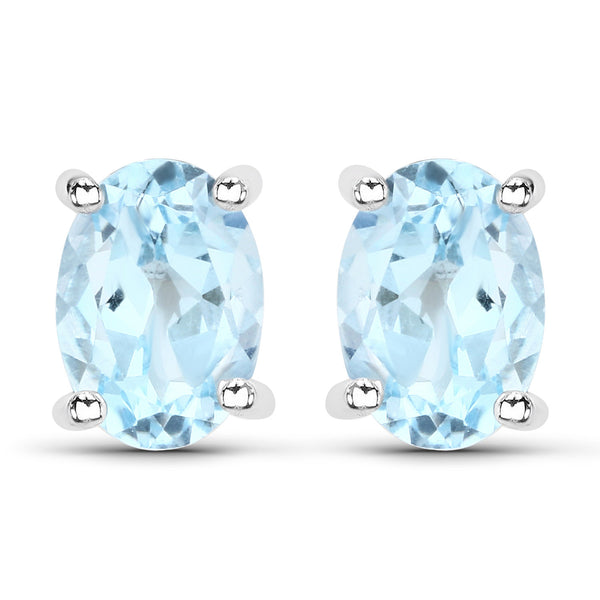 1.90 Carat Genuine Blue Topaz .925 Sterling Silver Earrings