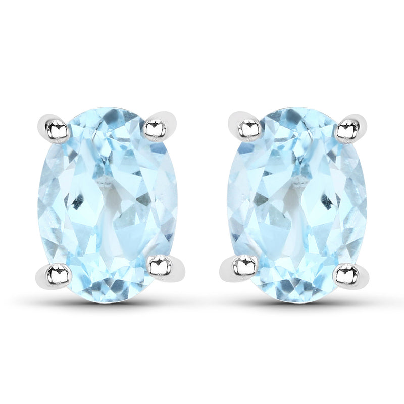 1.90 Carat Genuine Blue Topaz .925 Sterling Silver Earrings