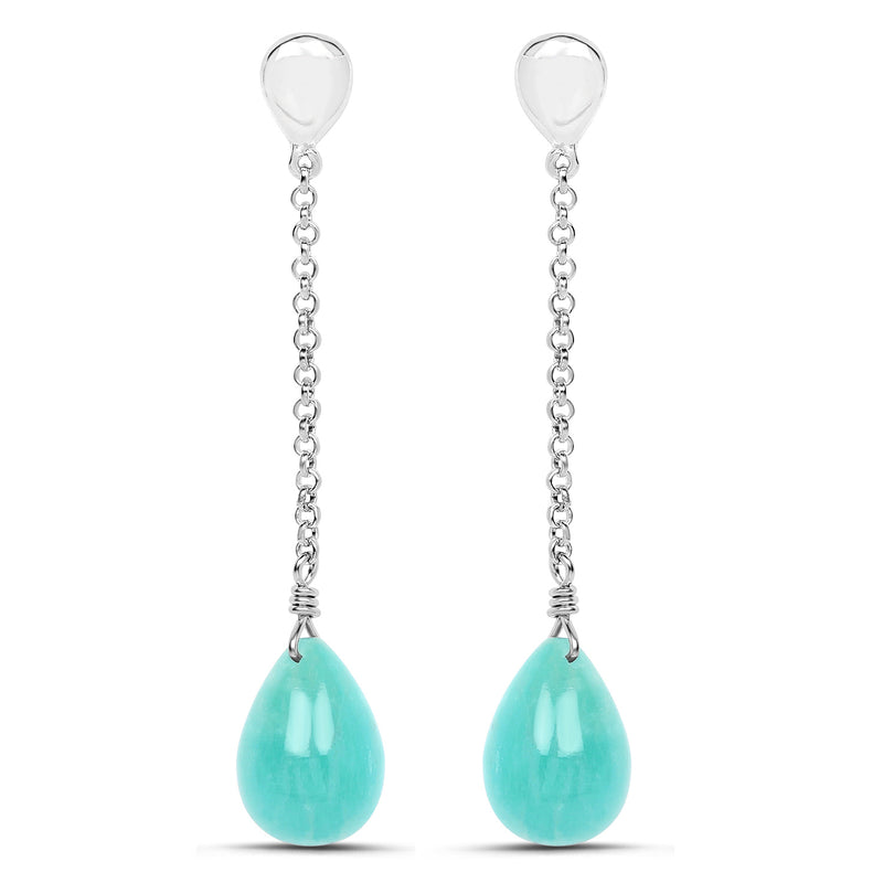 15.59 Carat Genuine Amazonite .925 Sterling Silver Earrings