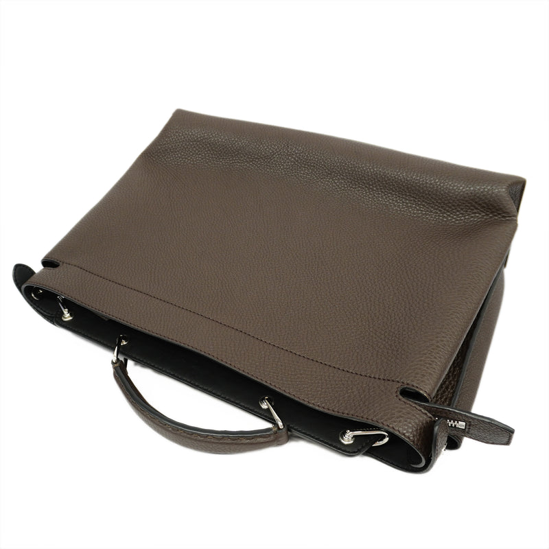 Auth Fendi 2WAY bag Peek-a-boo leather brown silver metal