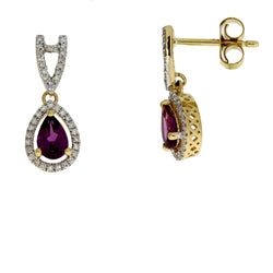 .72ct Rhodolite Garnet Dangle Earrings 14KT Yellow Gold