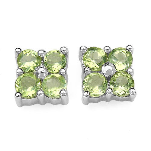 0.80 Carat Genuine Peridot .925 Sterling Silver Earrings