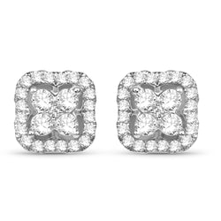 0.99 Carat Genuine White Diamond 14K White Gold Earrings (E-F-G Color, SI Clarity)