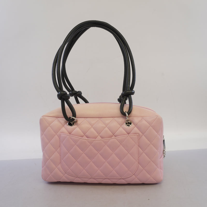 Auth Chanel Ligne Cambon Shoulder Bag Womens Leather HandbagShoulder Bag Pink