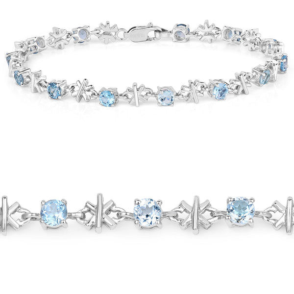 4.16 Carat Genuine Blue Topaz .925 Sterling Silver Bracelet