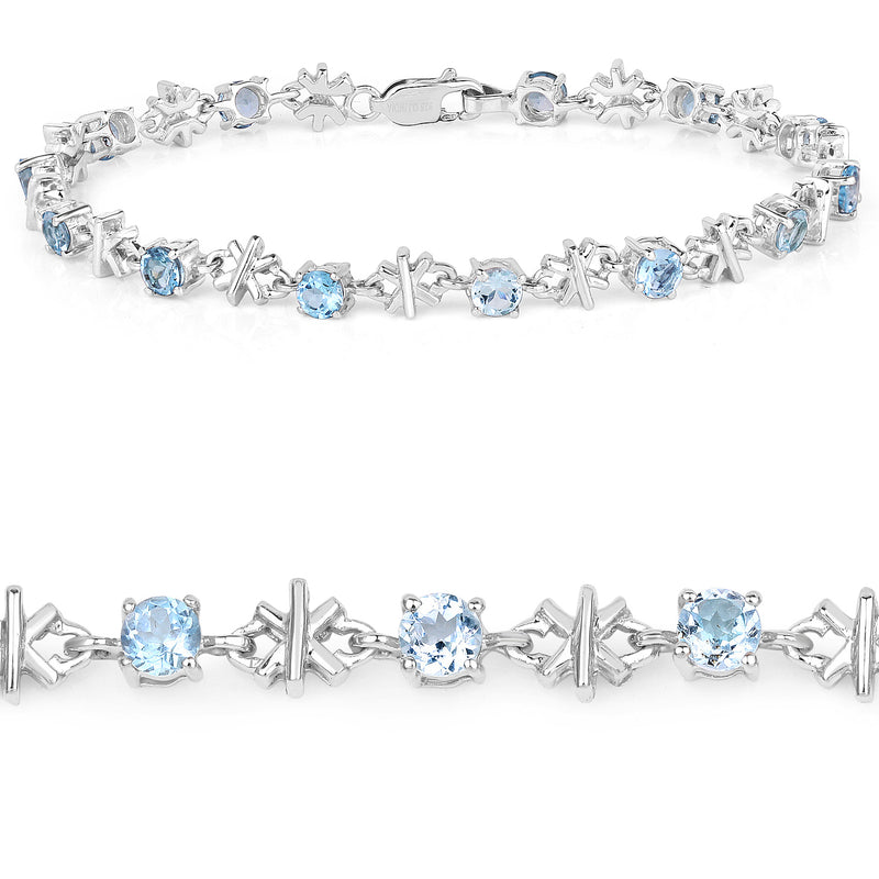 4.16 Carat Genuine Blue Topaz .925 Sterling Silver Bracelet