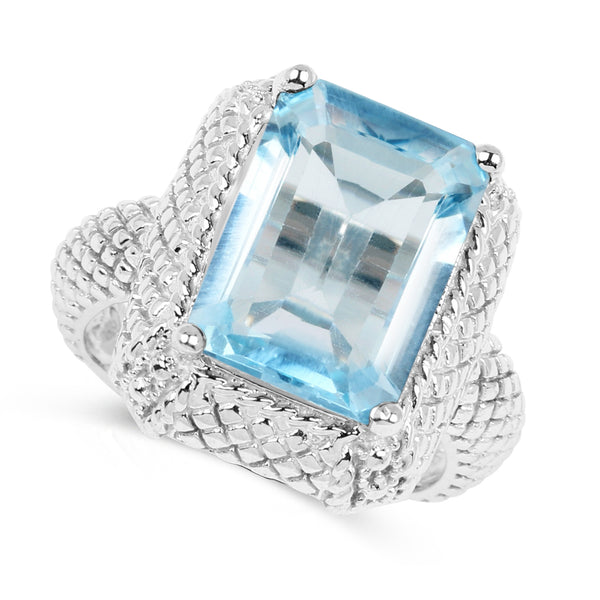 9.25 Carat Genuine Blue Topaz .925 Sterling Silver Ring
