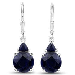 7.00 Carat Genuine Swiss Blue Topaz and Blue Sapphire .925 Sterling Silver Earrings