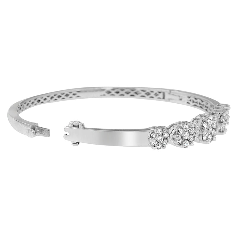 14K White Gold 2 1/2 ct. TDW Diamond Floral Bangle Bracelet (H-ISI1-SI2)