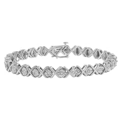 .925 Sterling Silver 1/10 cttw Miracle-Set Round-Cut Diamond "X" Link Tennis Bracelet (I-J color, I2-I3 clarity) - 7.25"