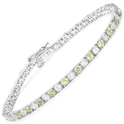 5.77 Carat Genuine Peridot and White Topaz .925 Sterling Silver Bracelet