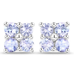 0.80 Carat Genuine Tanzanite .925 Sterling Silver Earrings