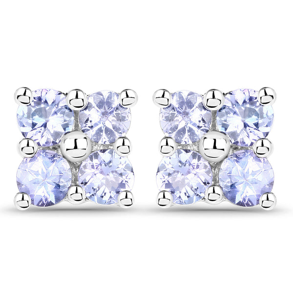 0.80 Carat Genuine Tanzanite .925 Sterling Silver Earrings