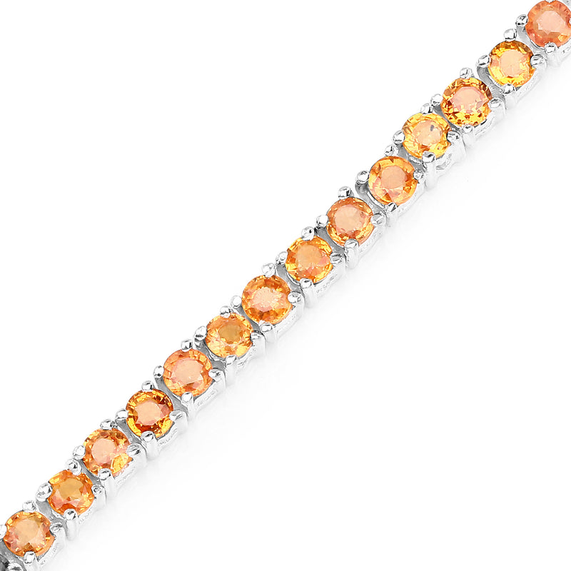 7.70 Carat Genuine Orange Sapphire .925 Sterling Silver Bracelet