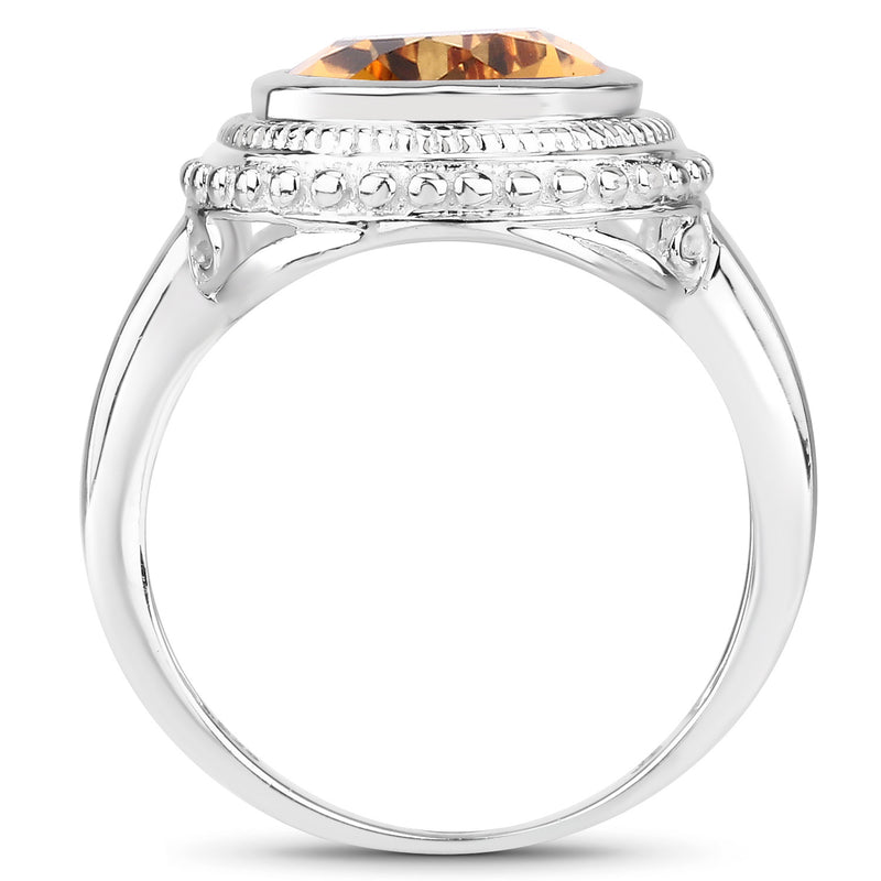 4.40 Carat Genuine Citrine .925 Sterling Silver Ring