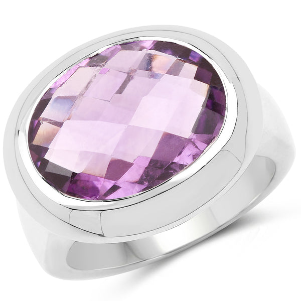 8.25 Carat Genuine Amethyst .925 Sterling Silver Ring