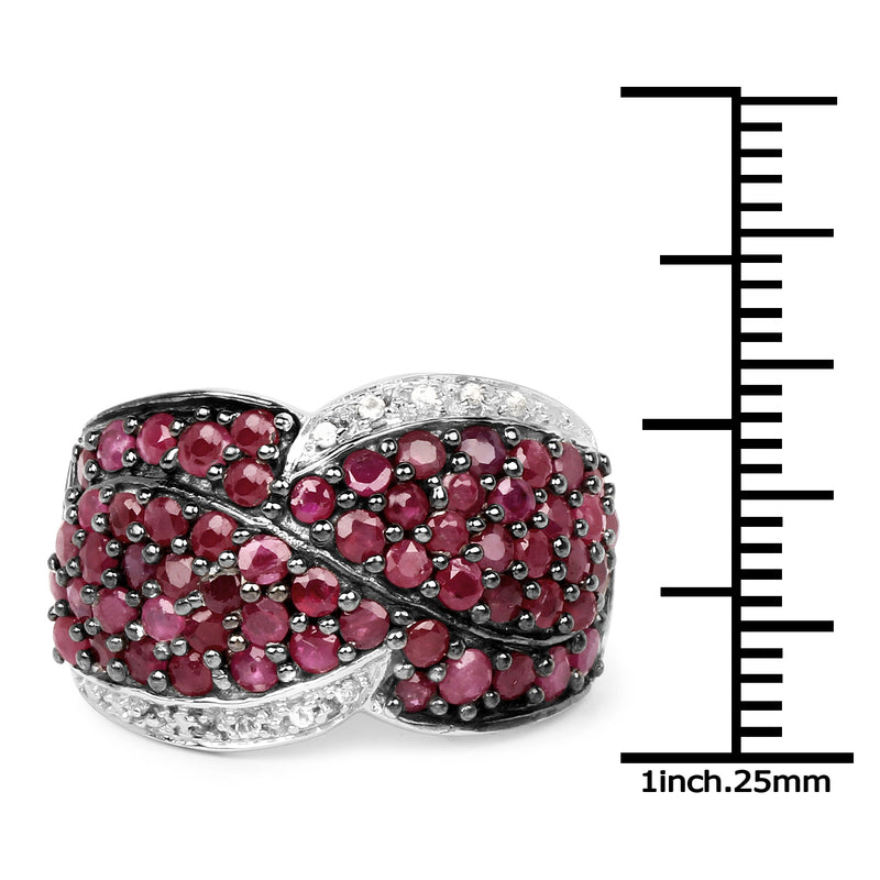3.06 Carat Genuine Ruby & White Topaz .925 Sterling Silver Ring