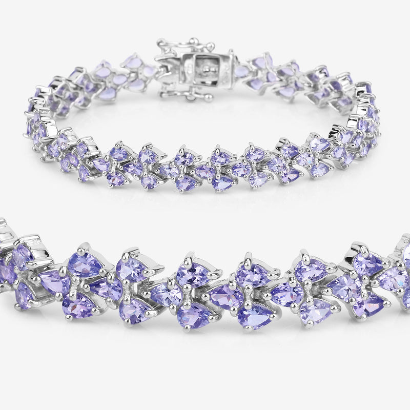 12.04 Carat Genuine Tanzanite .925 Sterling Silver Bracelet