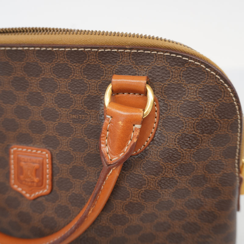 Auth Celine Macadam Handbag Womens PVC Handbag Brown