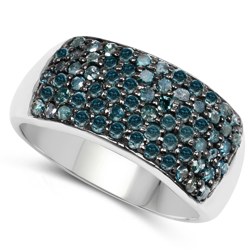 1.17 Carat Genuine Blue Diamond .925 Sterling Silver Ring