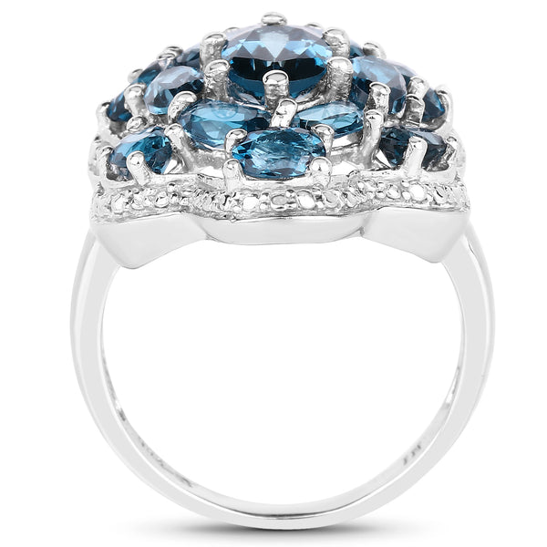 3.72 Carat Genuine London Blue Topaz .925 Sterling Silver Ring