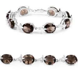 36.88 Carat Genuine Smoky Quartz .925 Sterling Silver Bracelet