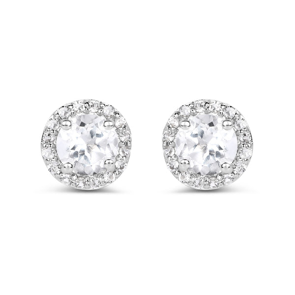 1.36 Carat Genuine White Topaz .925 Sterling Silver Earrings