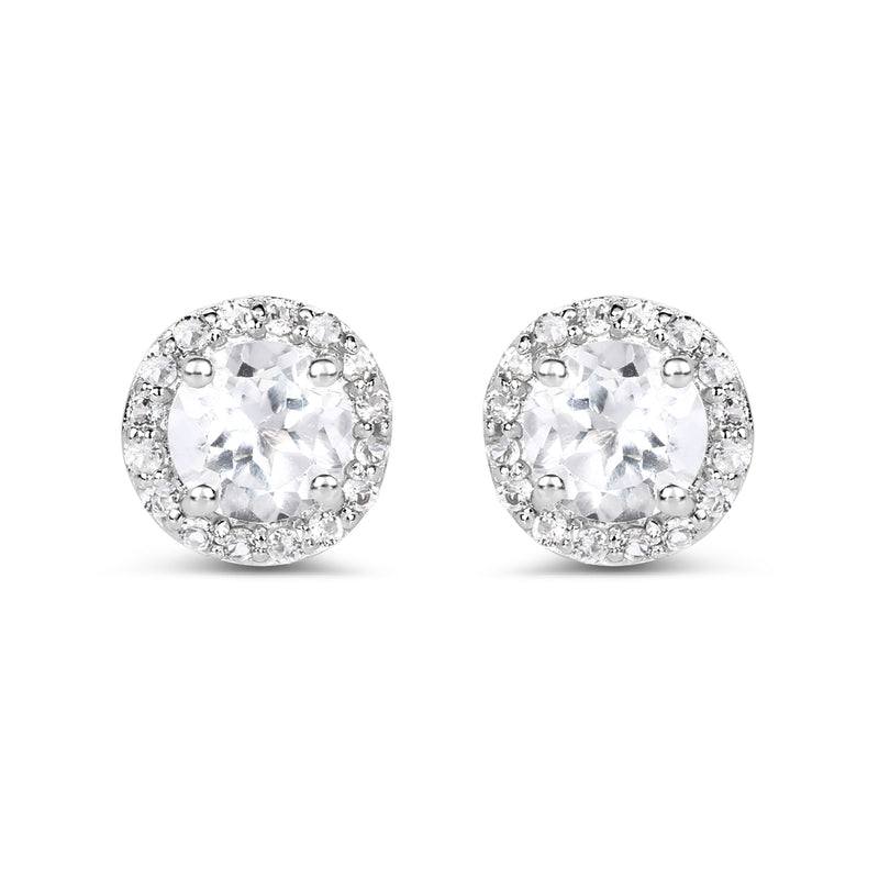 1.36 Carat Genuine White Topaz .925 Sterling Silver Earrings